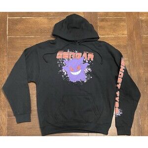 Pokemon Gengar Ghost Type Black Graphic Hoodie Sweatshirt - Mens Large NWOT